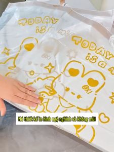 Cuộn 15/60 Túi Đựng Rác Dây Rút Sinh Học In Hình Thỏ Dễ Thương Chất Liệu Túi Dày Dặn Chắc Chắn Không Dơ Tay