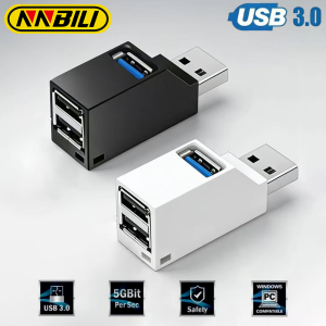 NNBILI For PC Laptop USB 3.0 HUB Adapter Extender for USB 3.0 Card Reader Hi-Speed USB 2.0 Mini Splitter Box 1 to 3 Ports