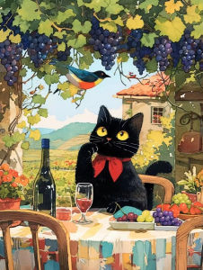 Kayou | Cartoon Black Cat Colorful Floral Diamond Painting Mosaic Diamond Embroidery Handmade Art Exquisite Gift Home Decoration