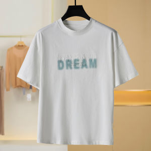 100% Cotton Crew Neck Short Sleeve T-Shirt Mens Casual Letter Print Top Breathable Summer New Style Standard Fit Youth Fashion