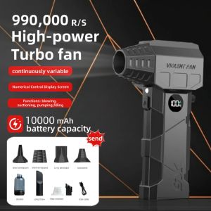 990000RPM Electric Air Blower Hight-speed Turbo Jet Blower Brushless Motor with LED display USB Rechargeable Powerful Dust