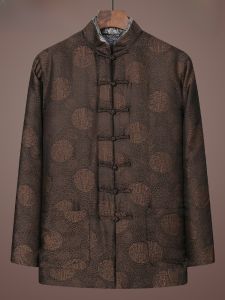 High-End Xiangyun Silk Cotton Jacket for Middle-Aged And Elderly Men Tang Costume Dads Silk Chinese Style Winter Coat