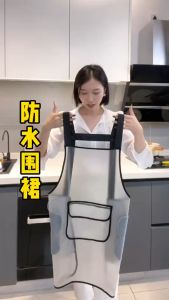 Waterproof Oil-proof And Antifouling TPU Washable Womens Apron Kitchen Household Cooking Work Smock Lengthened Fat Mans Apron
