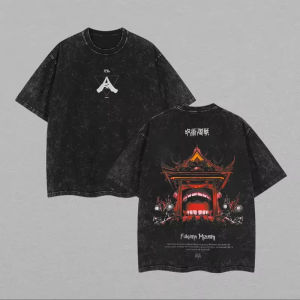 Bandai | Jujutsu Kaisen Sukuna Domain Expansion T Shirt Men Vintage Acid Wash Fukuma Mizushi Malevolent Shrine Anime Streetwear Tees