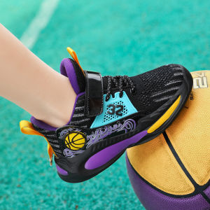 Small Yellow Duck Boys Blue Basketball Shoes Summer Mesh Breathable Sneakers Childrens Boys Students Training Shoes