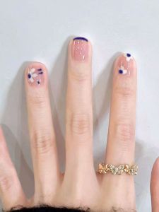 Short Wearable Nail Art French Style Flower Design Simple Fresh Spring Summer White Enhancing Nail Tips Finished Product Nail Stickers