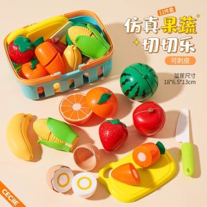 Kids Kitchen Simulation Fruit Vegetable Toys Chopping Fun Educational Play Food Peelable Biteable Gender Neutral Baby Doll House