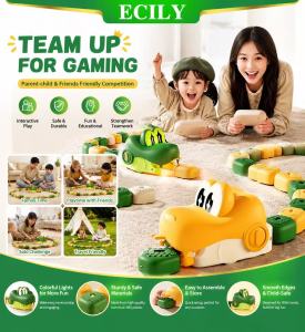 ECILY Mag-netic Greedy Snake Toy Remote Control Car 2-Player Interactive RC Battle Game with Energy Beans Rechargeable Educational Gift for Kids Boys Parent-Child Fun