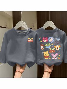 Cartoon Anime Cool Long Sleeve Cotton T-Shirt for Boys And Girls Loose Fashionable Childrens Base Shirt Baby Top