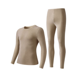 CarbinKoneer | Mens Thermal Underwear Set Thickened Fleece Warmth CarbinKoneer Autumn Winter New Style Long Sleeve Round Neck Solid Color