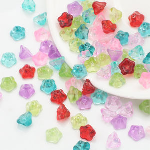 30Pcs Random Color Small Flower Bud Lampwork Glass Beads Tiny Crystal Glass Flower Beads for DIY Jewelry Making Bracelet