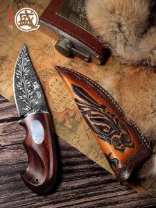 MITSUMOTOSAKARI | High-Quality Damascus Steel Outdoor Straight Fruit Knife