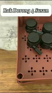 Rak Dapur Dorong 4 Susun Square Roda 360° / Rack Plastik Kamar Mandi / Troli Snack Bumbu Multifungsi
