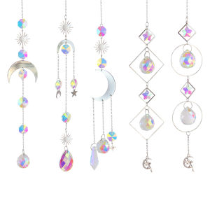 【HOT】Crystal Windchime Ornament Star Moon Pendant Handmade Jewelry Garden Home Decor