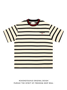 WUKONGYOUHUO | Hip Hop Embroidered Stripe Short Sleeve T-Shirt