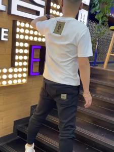 Trendy Korean Style Mens Slim Fit Short Sleeve T-Shirt Pure Cotton Printed Base Shirt Breathable Summer Fashion Youthful