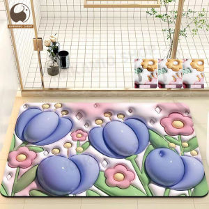 17 สไตล์ พรม 3มิติ พรมห้องน้ำ 3D พรมปูพื้นห้อง ลายดอกไม้ พรมเช็ดเท้า สำหรับห้องครัว แบบแห้งเร็ว ซม