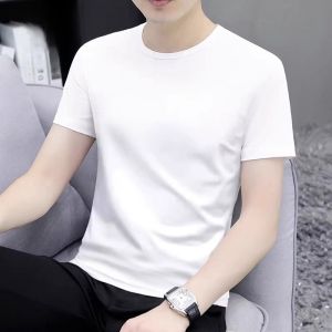 ROMON | Loose Casual Round Neck Short Sleeve T-Shirt Mens Spring Summer New Style White Top Romon Brand Cotton Polyester Blend
