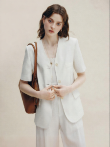 FAMANXUAN | Áo Blazer Dài Tay Cổ V Nữ