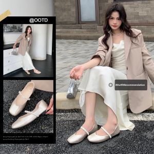 Josiny | Comfortable Champagne Summer Wedding French Style Chunky Heel Mary Janes
