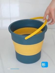 Multifunctional Collapsible Pail Bucket Foldable Portable Foot Bath Wash Basin Silicone Large Capacity/Rainbow Culture