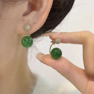 Elegant Green Pearl Hoop Earrings Womens Fashionable New Arrival Fresh out Freshwater Pearl Stud Earrings Pair Set