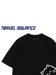 Áo Thun Tay Ngắn Dáng Rộng Mùa Hè Cho Cặp Đôi Hình Mèo Dễ Thương Thương Hiệu Travel Issuance Thường Ngày Thường Ngày