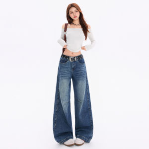 Womens American Vintage Curved Balloon Jeans Loose Curved Leg Denim Trousers