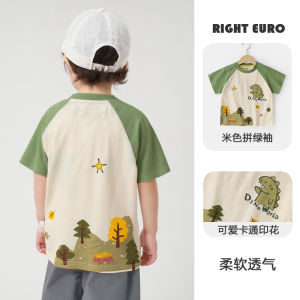 Boys Summer Short Sleeve T-Shirt Bamboo Cotton Striped Half Sleeve Baby Clothing Childrens Wear Lightweight Breathable Top