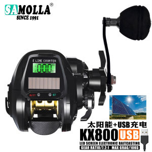 Samolla Digital Display Solar USB Charging Sea Fishing Boat Bridge Fishing Lure Anti-Break Line Fishing Reel Right Hand Handle