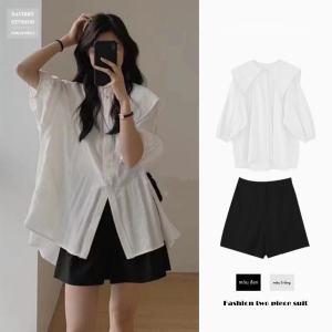 Bộ Đồ Hai Mảnh Thời Trang Mùa Hè Salt System Dành Cho Nữ Bộ Quần Short Ống Rộng Màu Trắng Sang Trọng Bộ Đồ Hai Mảnh Hợp Thời Trang