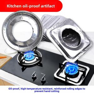 Gas Stove Anti-Oil Mat Gas Stove Stickers Oil Proof Sticker Stove Mat Kitchen Stove Household Cover Square Tin Foil Circle