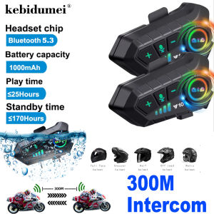 Kebidumei YP10 2X Wireless Bluetooth 5.3 Motorcycle Helmet Intercom Headset Waterproof 300 m Intercomunicador Speaker Earphone