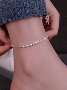 Fashionable 925 Sterling Silver Pearl Ankle Bracelet Non-Fading Unique Personality Womens Jewelry Fresh out New Style