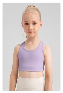 Kids Yoga Sports Bra Top Nylon Material Breathable Quick Dry Ultra Stretch Running Tank Top with Chest Pad Childrens Sportswear