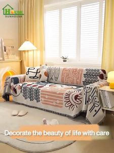 【New product discount】Nordic Style Summer Universal Sofa Towel Cover Cloth Full Covered Sofa Cushion Cover Cover Blanket Single Three Four Seasons Universal