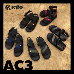 Kito Natural Rubber Mens Sandals Casual Beach Shoes with Magic Tape Breathable Open-Toe Flat Heel for Daily Wear Summer Shoes
