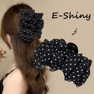Elegant Polka Dot Bowknot Hair Claw for Spring/Summer Temperament Women Ponytail Crab Clip