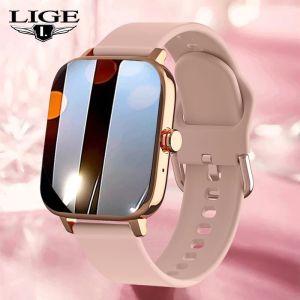 LIGE Jam Tangan Wanita Pintar Panggilan Bluetooth Sentuh Penuh Anti Air Panggilan Bluetooth Musik Gelang Dial Kustom Jam Tangan Pintar Pria + Kotak