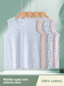 New 2025 Cotton Pajamas for Mom Loose Fit Sleeveless Home Clothes Elderly Women Comfortable Breathable Floral Print Nightgown