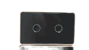 Công tắc cảm ứng thông minh wifi loại Đặc Biệt nút chạm lõm viền nhôm màu vàng