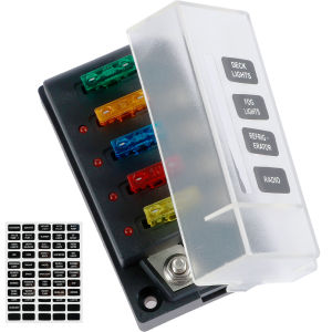 4/6Way Fuse Block 12V Blade Fuse Box Holder with LED Indicator Waterproof Cover Safe Compact Circuit Fuse Box for Car Boat