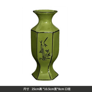New Chinese Style Ceramic Hand-Painted Flower Vase SilentWind Living Room Study Fresh Flower Arrangement Decorative Piece