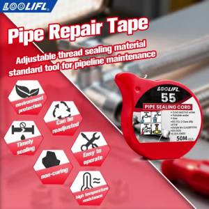 LOOLIFL55 Pipe Sealing Cord High/Low Temperature Resistant Odorless Dismountable Seal Rope for Water Gas Pipe Thread Leak Repair