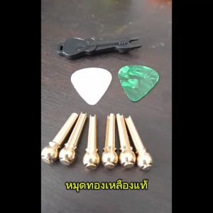 มาสร้างหมุดกีต้าร์ มาถอดหมุดยึดสายกีต้าร์โปร่ง 500-2500 ตัว ทองเหลืองแท้ 2 ตัว สำหรับหน้ากีต้าร์ ฟรี