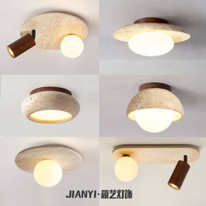 Vintage Beige Style Yellow Stone Ceiling Light
