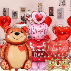 Anglebabylife Bong bóng kiếng hình trái tim lớn cho đồ trang trí đám cưới Lễ Tình Nhân Hoa Hồng vui vẻ nơ bóng khí hê-li đồ Cung cấp tiệc sinh nhật