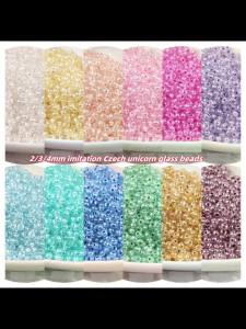 2/3/4mm Super Excellent Imitation Czech Unicorn Glass Rice Beads DIY Handmade Dyeing Core Glass Loose Beads
