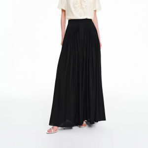 Koradior | Pressed Pleats Lightweight Soft Drape Wide Leg Trousers Skirt Pants