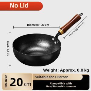 Mini Flat-Bottomed Uncoated Iron Wok for Single Person Cooking Baby Complementary Food Non-Stick Rustproof Kitchenware